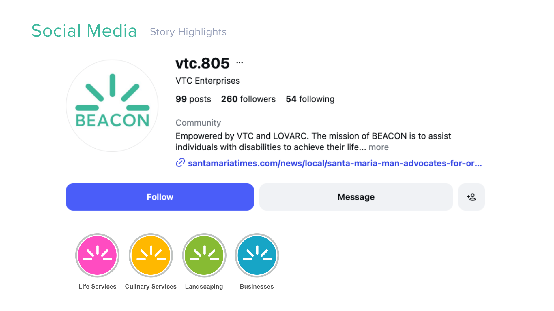 BEACON Instagram profile story highlight mockup